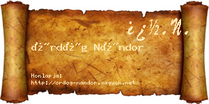 Ördög Nándor névjegykártya